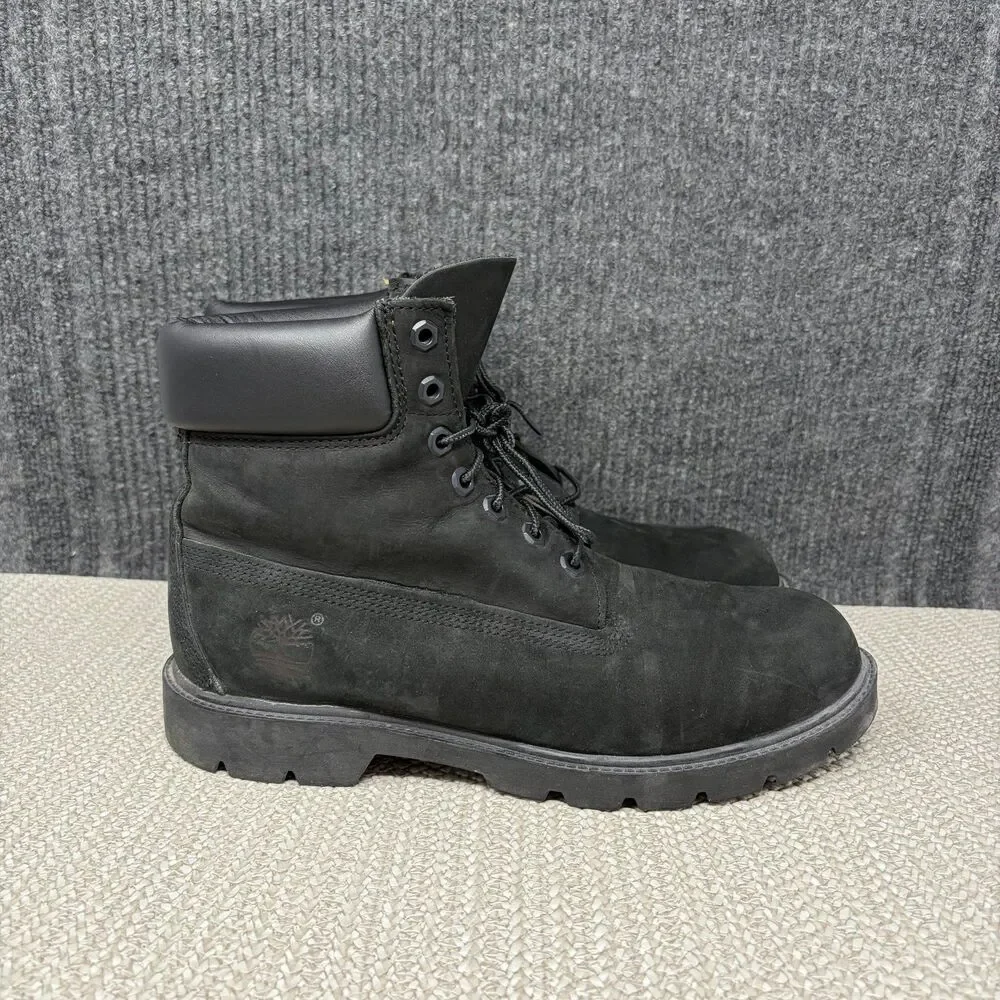 Timberland Premium 6” Waterproof Boots Black Nubuck Leather Mens 9 WIDE